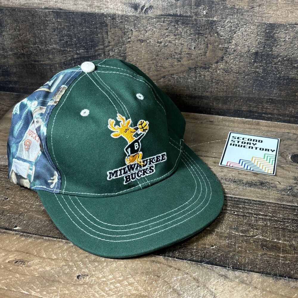 Milwaukee Bucks Green Cap Hat BMO Marques Johnson Number 8 Adjustable Sky HIgh